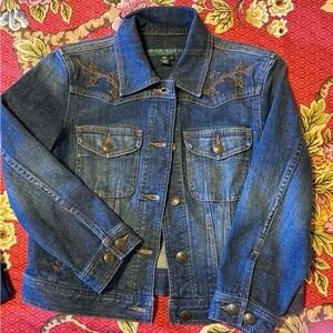 LIKE NEW-Ralph Lauren Dark Blue Denim Western Embroidered Jean Jacket